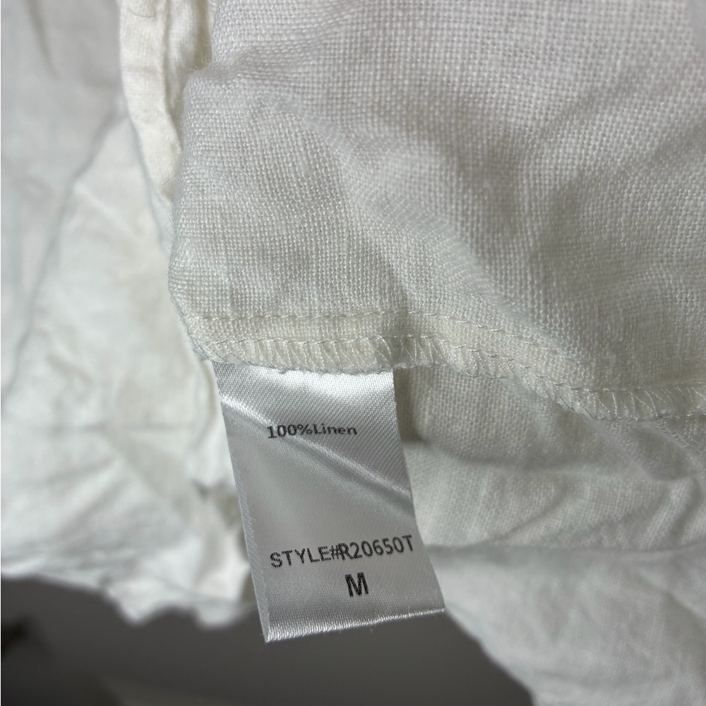 Tuckernuck Annie Smocked Mini Linen Dress in White Medium Puff Sleeves - Picture 5 of 8